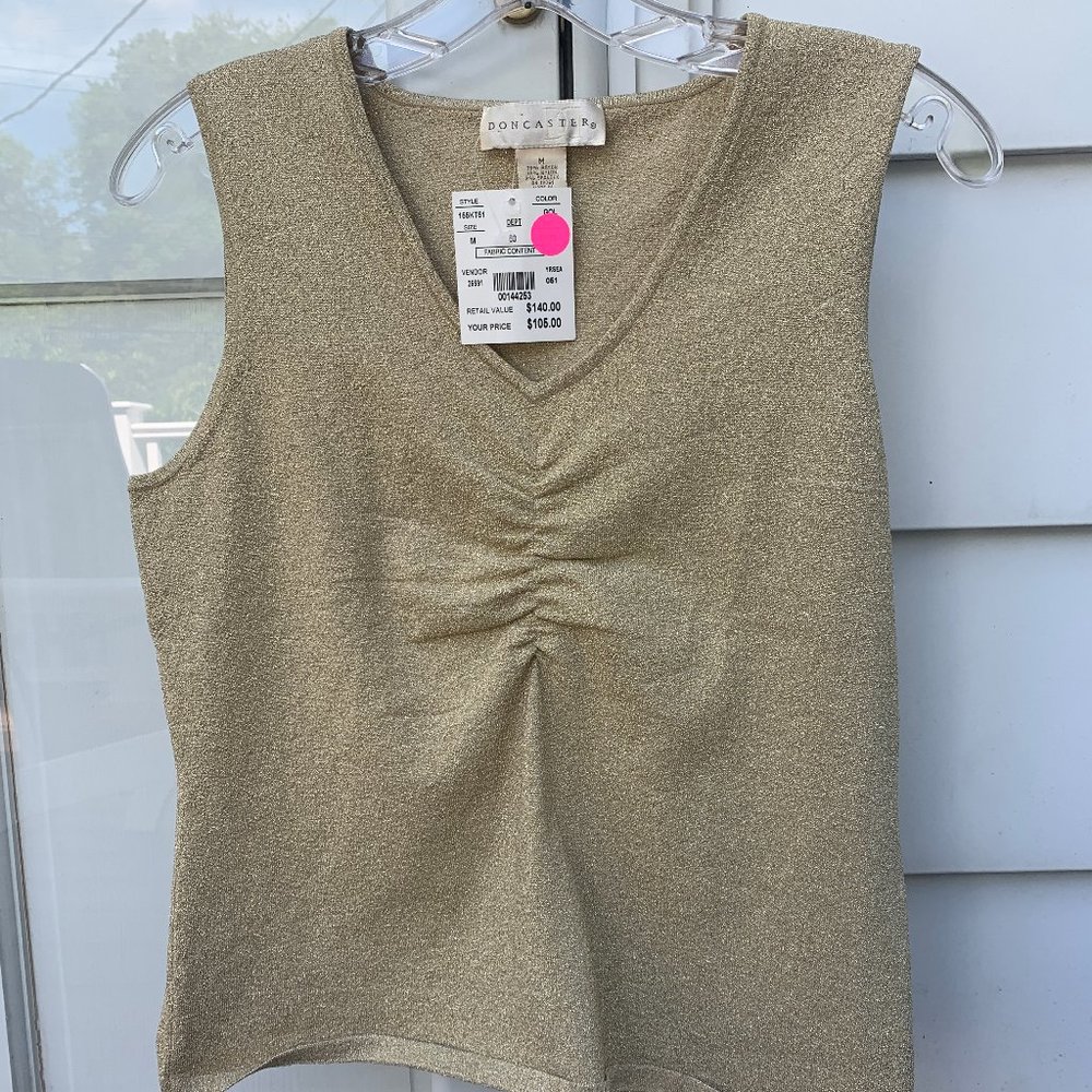 Doncaster Women's Gold Shiny V Neck Tank